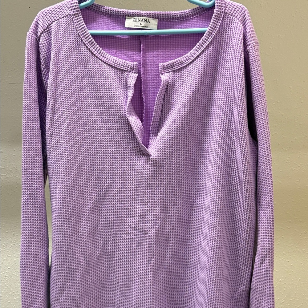 Zenana Purple Waffle Knit Top